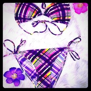 Posie-K cute purple/pink striped 2 piece bikini
